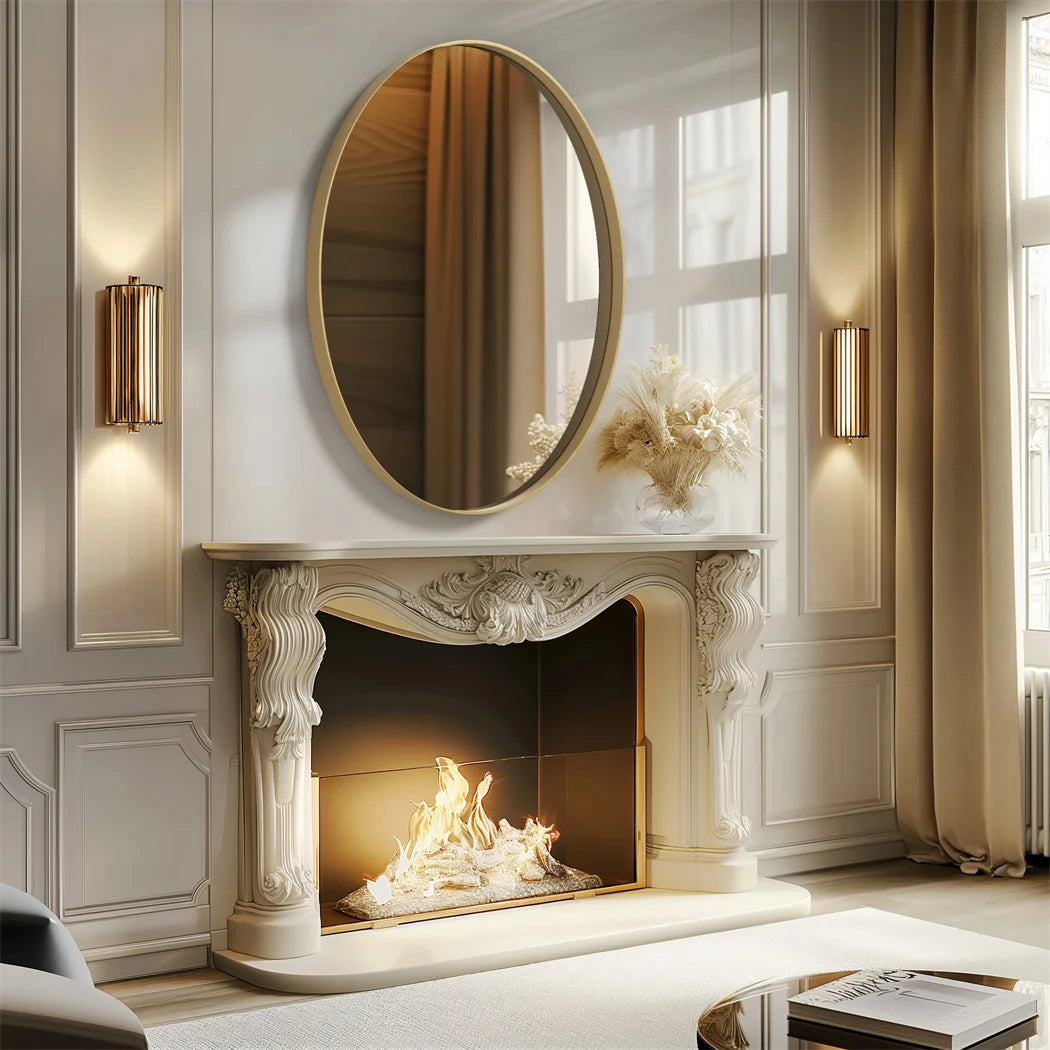 miroir doré brossé avec cadre en métal décoratif - vue 5 sur 6