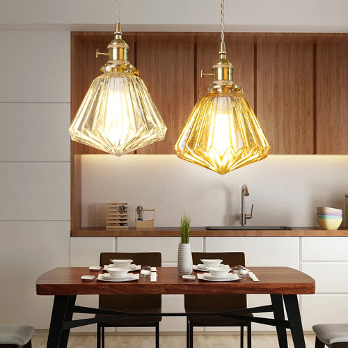 Minimalist Nordic glass and copper pendant light - vue 2 sur 8
