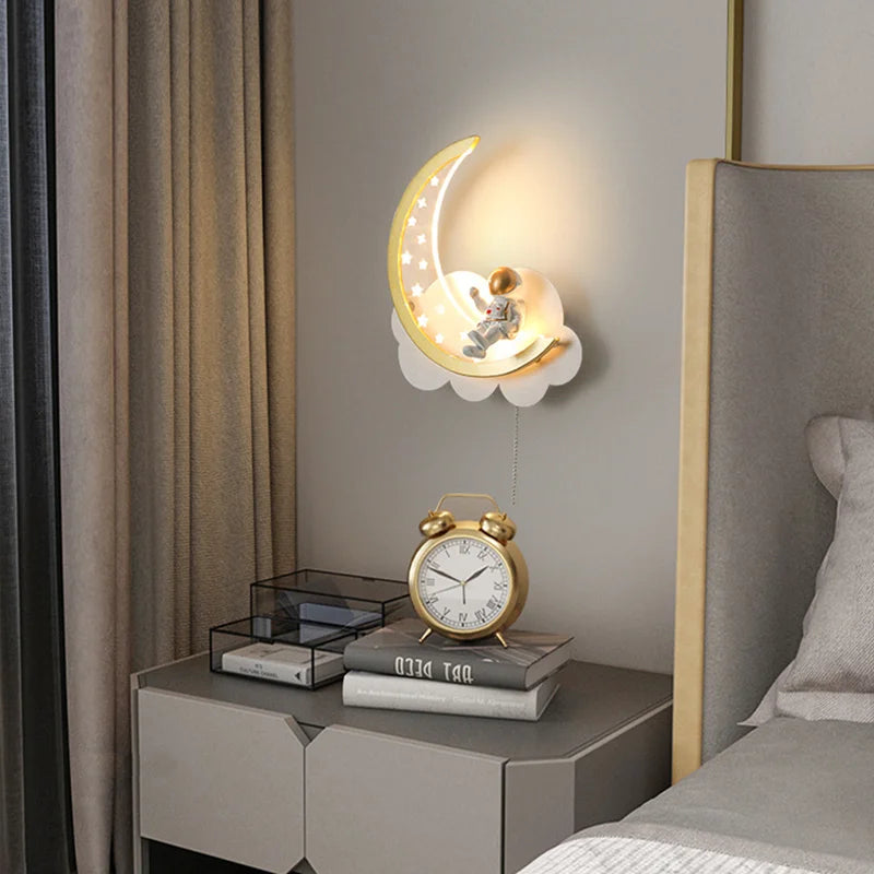 Applique murale moderne en forme de lune avec veilleuse led