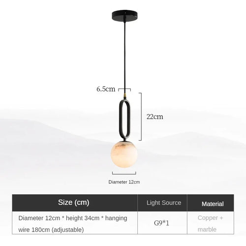 Simple and Luxurious Bedroom, Bedside G9 Small Chandelier Living Room Sofa Background Wall All Copper Natural Marble Decoration - vue 8 sur 8