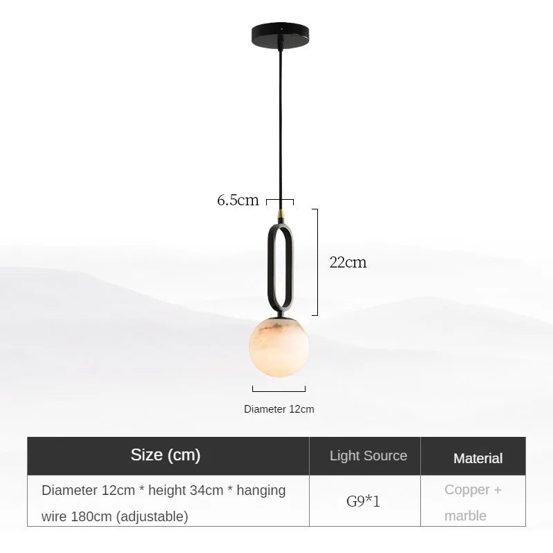 Simple and Luxurious Bedroom, Bedside G9 Small Chandelier Living Room Sofa Background Wall All Copper Natural Marble Decoration - vue 7 sur 8