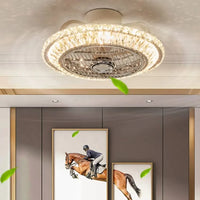 ventilateur de plafond cristal moderne avec lumière télécommande silencieuse 3 vitesses