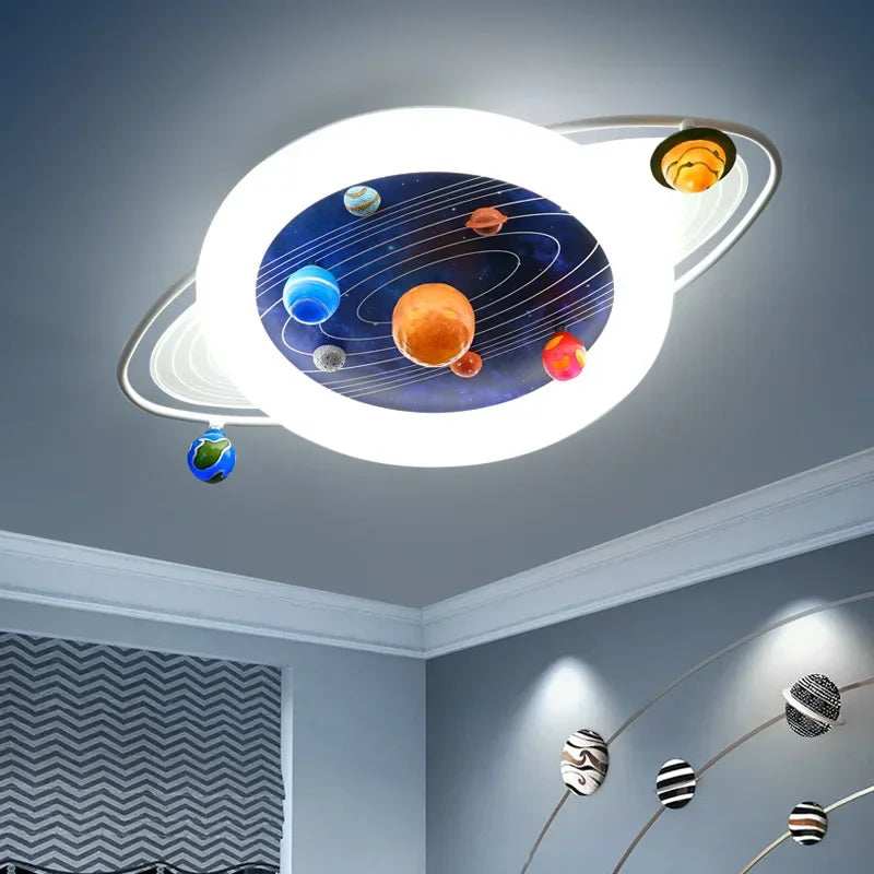 plafonnier sandyha pour enfants avec astronautes et planètes led - vue 4 sur 11