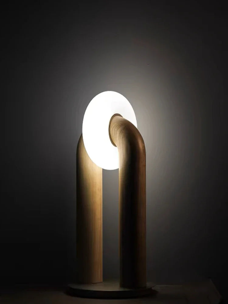 lampe de chevet rétro japonaise en bois design artistique tactile et variable - vue 5 sur 9