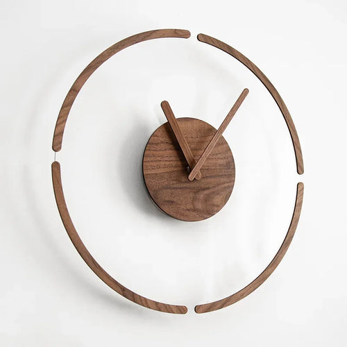 horloge murale en verre de noyer style nordique silencieuse