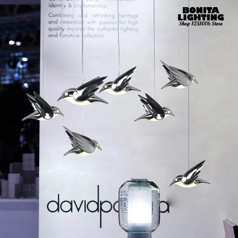 lustre design à led en acrylique avec protection des yeux petit oiseau - vue 2 sur 7