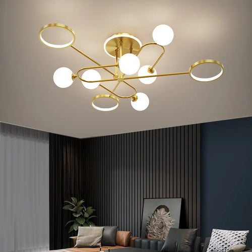 lustre led moderne en verre pour - vue 3 sur 12