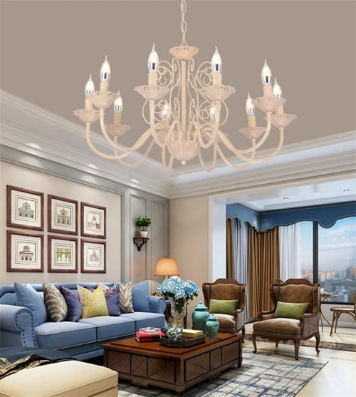 lustre rétro en fer forgé style campagnard américain pour décoration intérieure - vue 3 sur 12