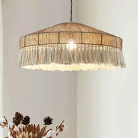 Bohemian hemp rope tassel vintage pendant light
