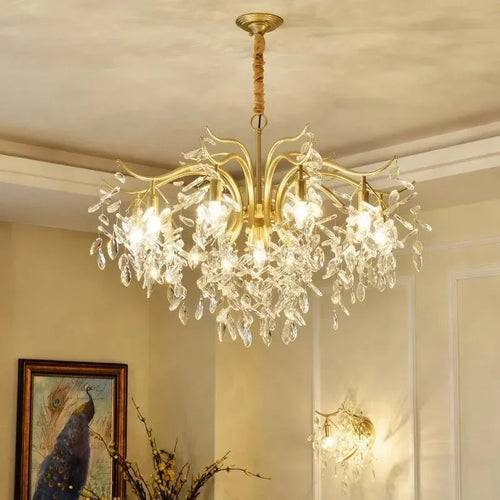 lustre moderne en cristal design floral pour décoration intérieure - vue 2 sur 9