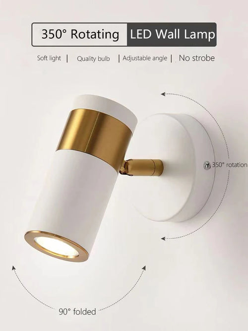 Adjustable Nordic wall lamp modern minimalist rotating LED light - vue 2 sur 15