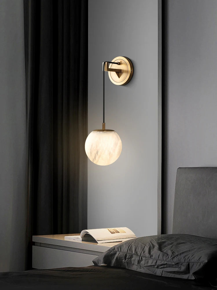 lampe de chevet moderne en cuivre et marbre naturel