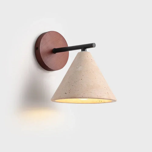 Natural Stone High Quality Wall Lamp Yellow Travertine Sconce Lights with Glass Ball for Bedroom - vue 3 sur 7