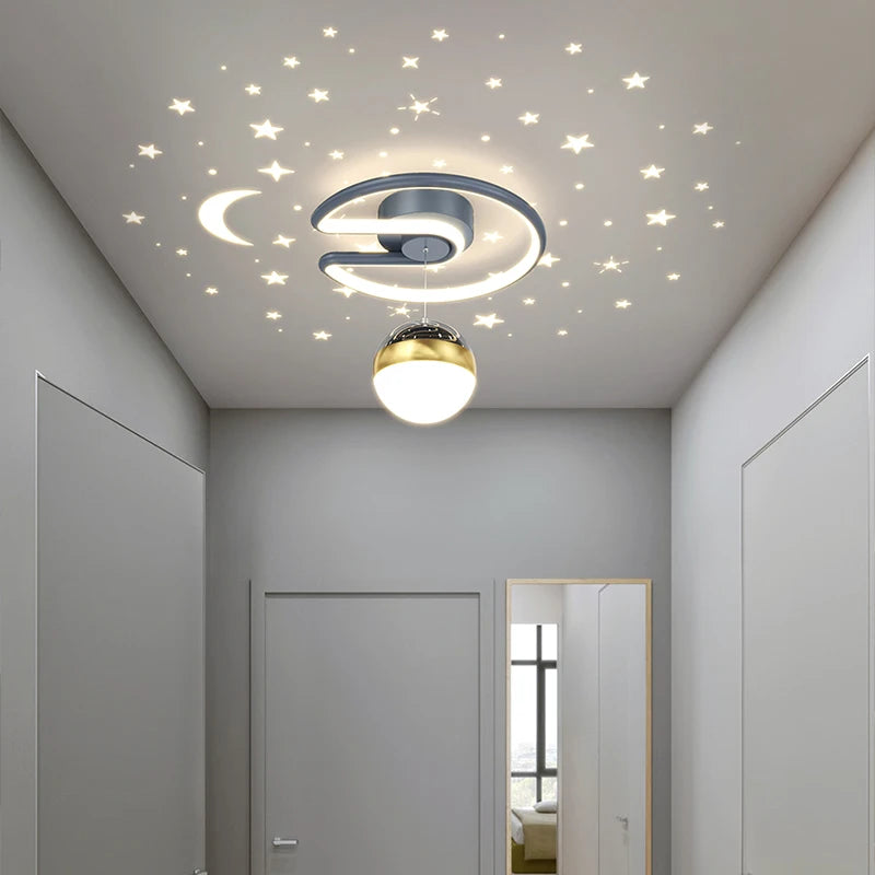 Noir gris 28W LED plafonnier pour couloir boule de verre nuances Foyer allée éclairage intérieur Luminaire Lustre effet étoile - vue 6 sur 8