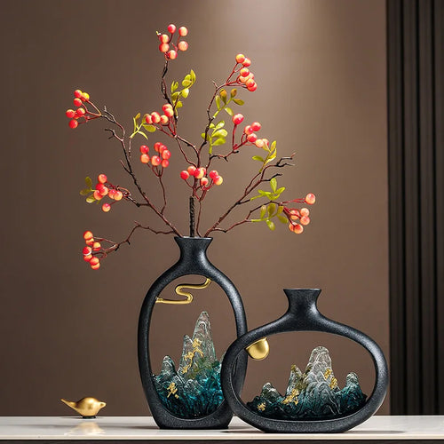 New Chinese welcome pine vase ornament, living room entrance TV cabinet, Bogu rack ornament, office housewarming gift - vue 6 sur 9