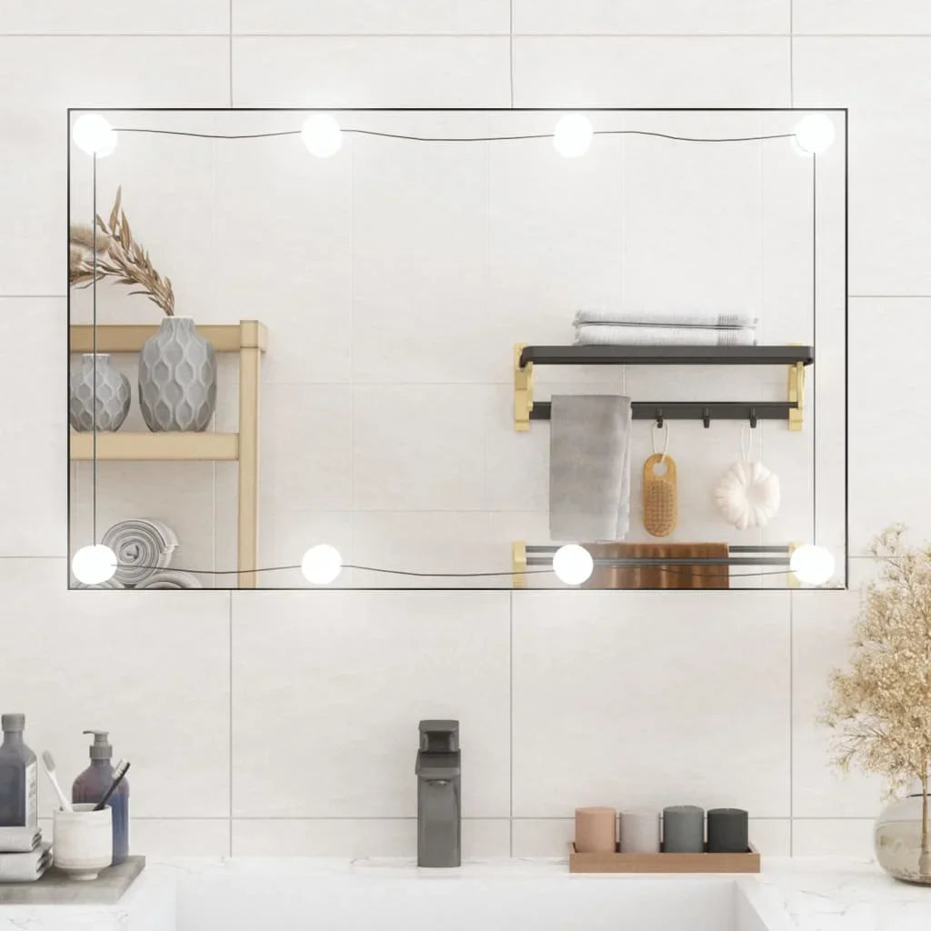 50x80 cm wall mirror with LED lights rectangular glass, home decoration wall Decker living room decoration - vue 1 sur 7