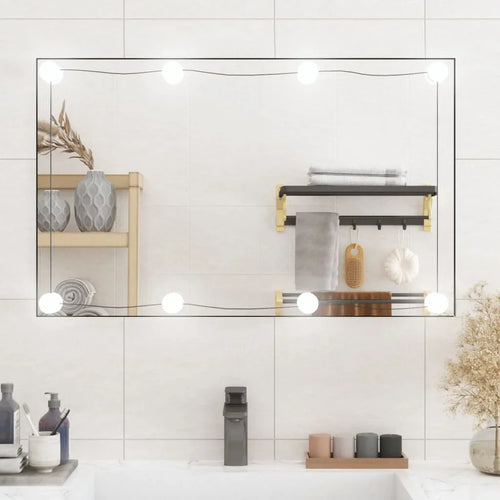 50x80 cm wall mirror with LED lights rectangular glass, home decoration wall Decker living room decoration - vue 2 sur 7