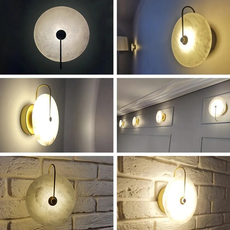 Applique murale en marbre décor à la maison décoration murale abat-jour en marbre applique murale LED luminaires pour la décoration intérieure chambre lampes LED - vue 4 sur 14