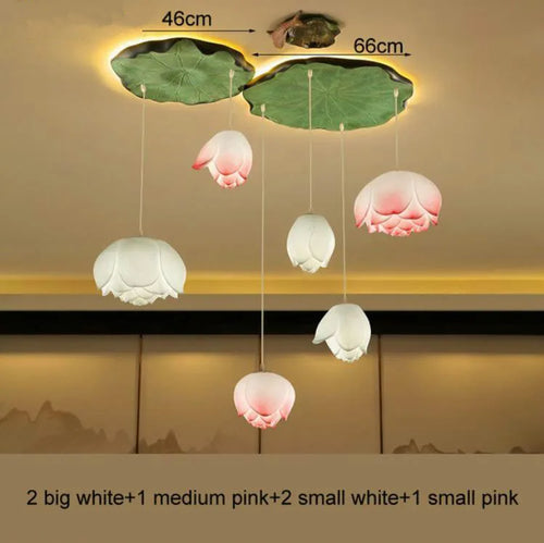 Suspension fleur Lotus style rétro LED - vue 18 sur 22