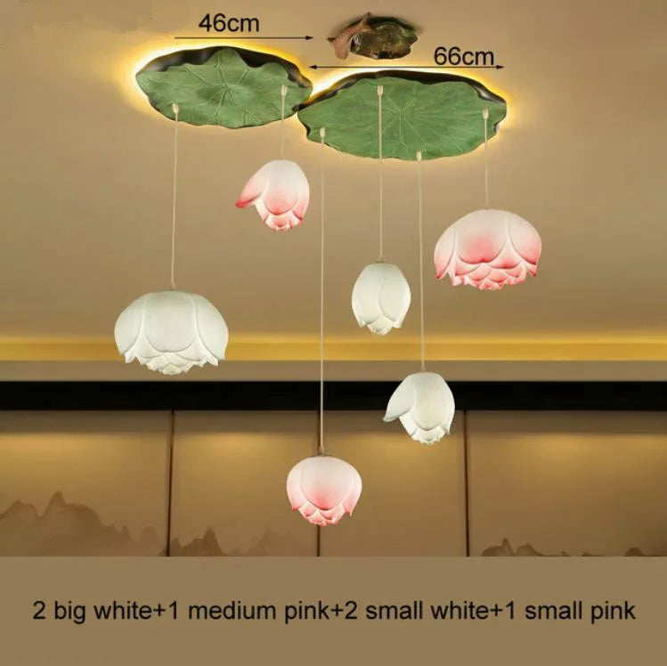 Suspension fleur Lotus style rétro LED - vue 17 sur 22