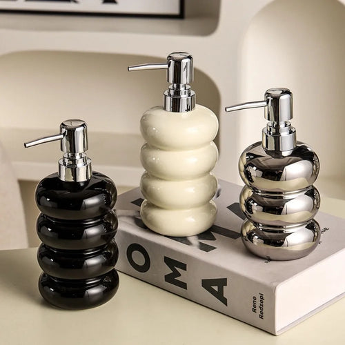 distributeur de savon en céramique style nordique forme de beignet - vue 2 sur 12