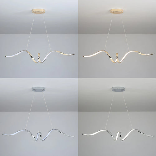 Suspension moderne LED lumière chromé design spirale - vue 7 sur 8