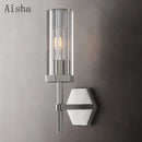 applique murale led de luxe américaine avec abat-jour en cristal et métal doré