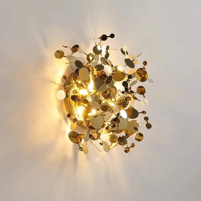 applique murale moderne en acier inoxydable avec feuilles décoratives - vue 5 sur 8