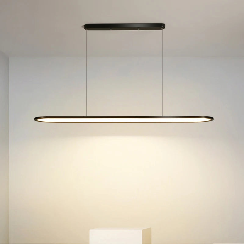 lustre led moderne simple restaurant nordique rectangulaire créatif - vue 3 sur 22