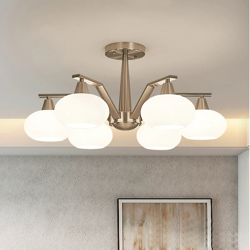 Lustre led métal nickel moderne - vue 3 sur 12