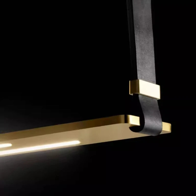 lustre led en métal et cuir pour bar et bureau - vue 7 sur 9