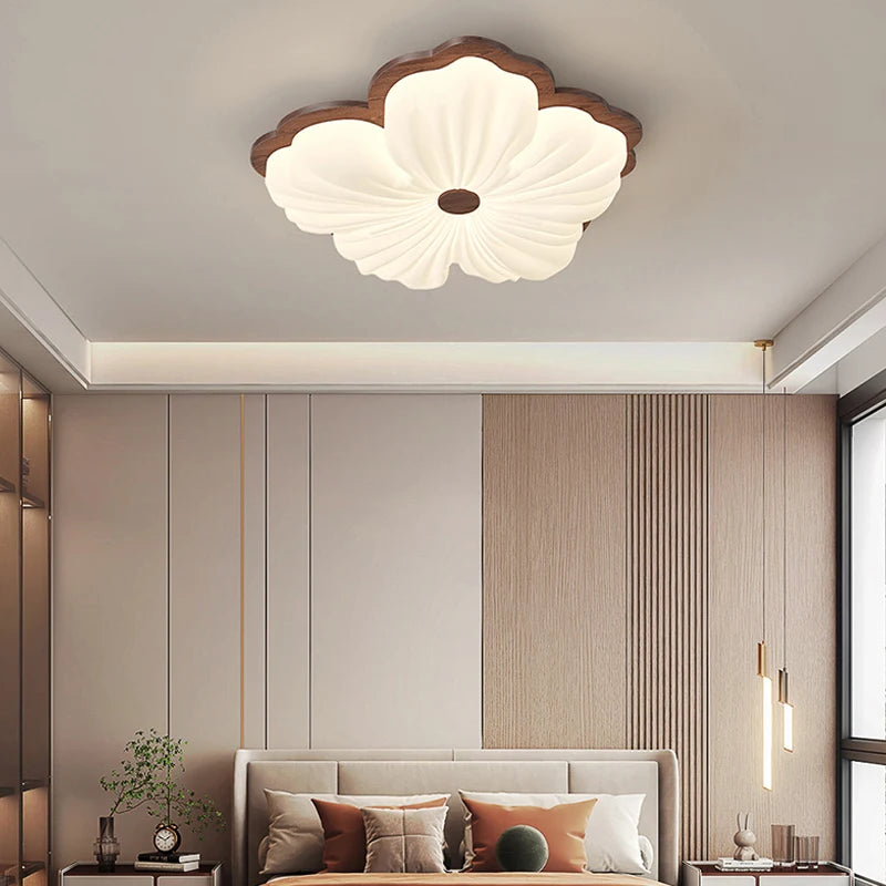 plafonnier moderne à fleurs en bois pour décoration intérieure