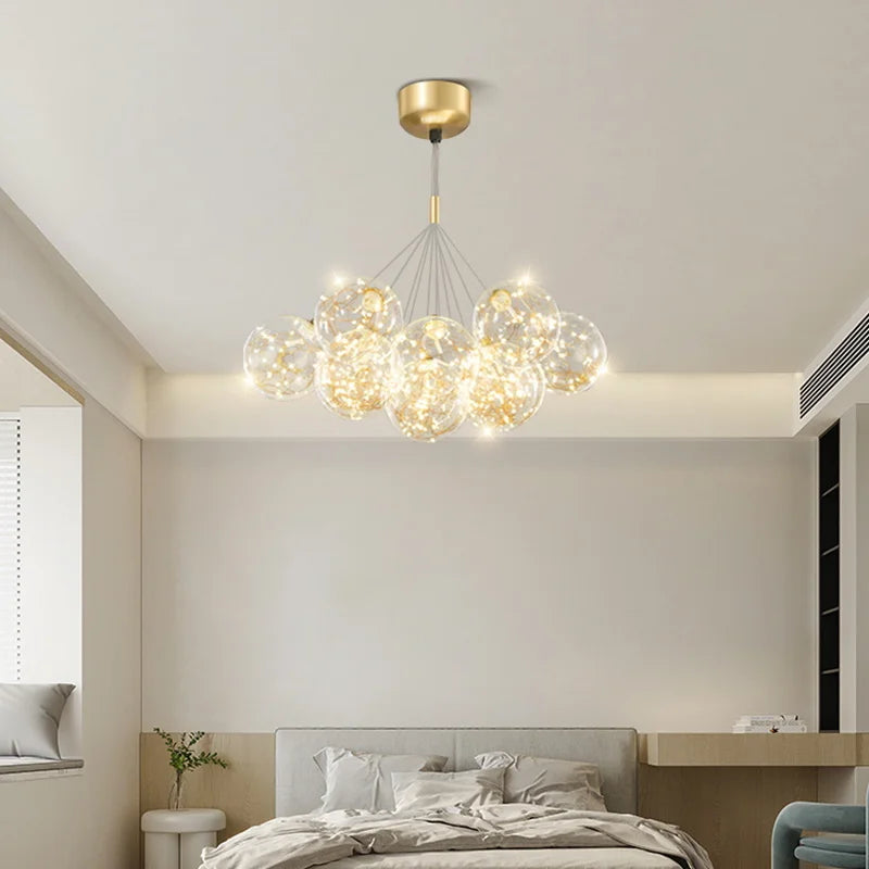 lustre en verre design créatif éclairage intérieur élégant led - vue 7 sur 12