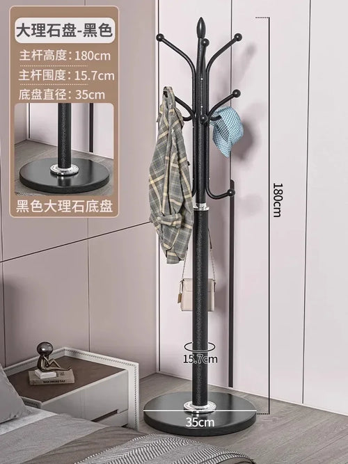 Freestanding Marble Metal Coat Rack, 3 Storage Shelves, 9 Hooks, Hall Tree for Coats, Hats, Bags, Entryway Organizer - vue 27 sur 26