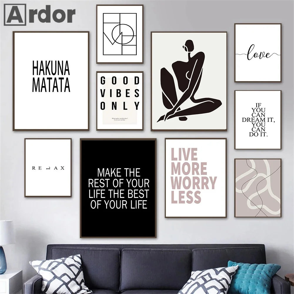 citations de motivation nordiques peinture sur toile typographie décor mural - vue 3 sur 7