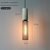 Concrete and iron pendant light