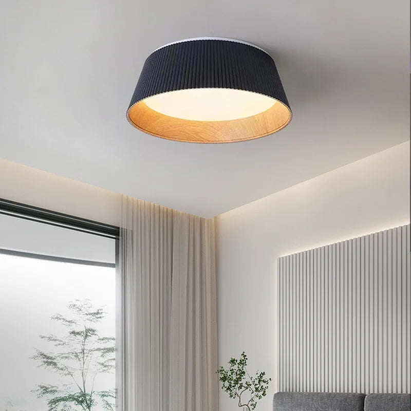 Minimalist pleated wooden pendant light for interior decoration - vue 3 sur 10