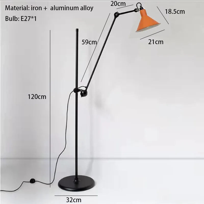 Adjustable vintage rotating floor lamp for decorative indoor lighting