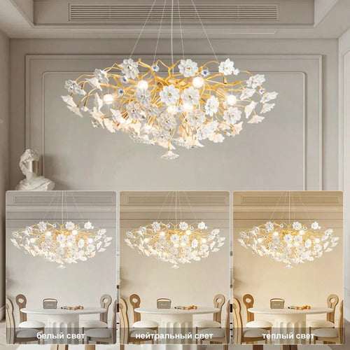 lustre romantique à fleurs pour décoration intérieure élégante