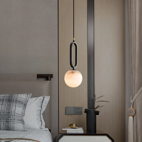 Simple and Luxurious Bedroom, Bedside G9 Small Chandelier Living Room Sofa Background Wall All Copper Natural Marble Decoration - vue 3 sur 8