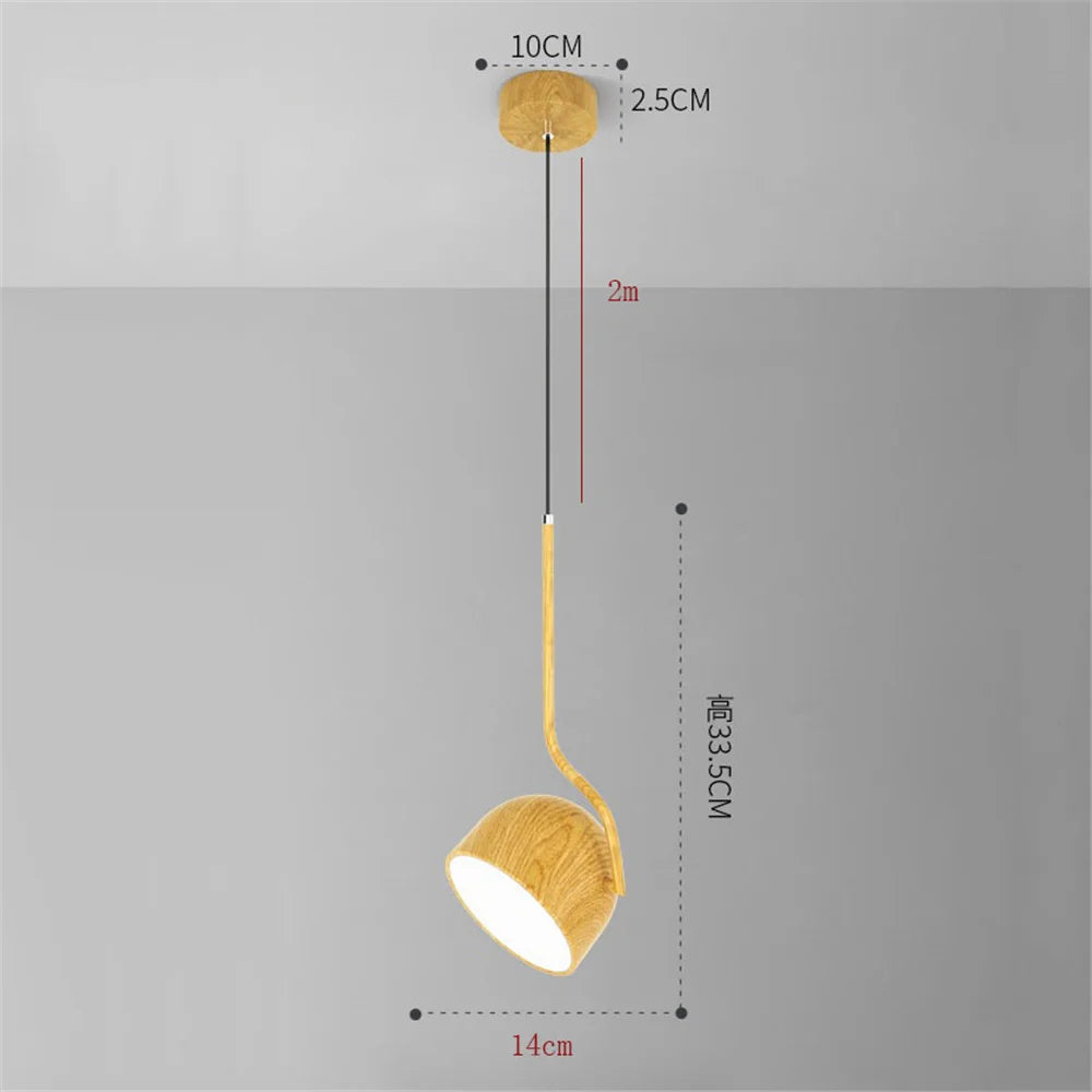 Nordic style adjustable angle wooden LED pendant light