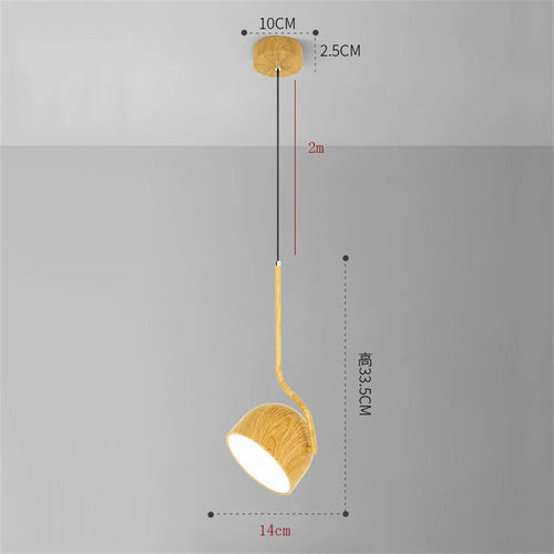 Nordic style adjustable angle wooden LED pendant light