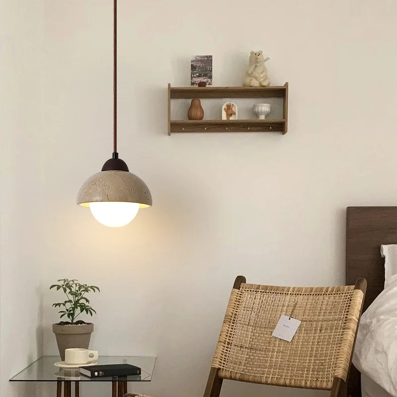 lustre suspendu vintage en pierre naturelle avec led - vue 4 sur 6