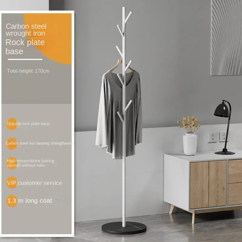 Floor To Floor Bedroom Light Luxury Rock Plate Base Metal Hanger, Marble Scarf and Bag Rack for Entering The Home Coat Rack - vue 12 sur 30