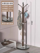 Freestanding Marble Metal Coat Rack, 3 Storage Shelves, 9 Hooks, Hall Tree for Coats, Hats, Bags, Entryway Organizer