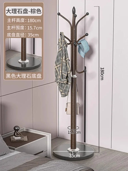 Freestanding Marble Metal Coat Rack, 3 Storage Shelves, 9 Hooks, Hall Tree for Coats, Hats, Bags, Entryway Organizer - vue 23 sur 26