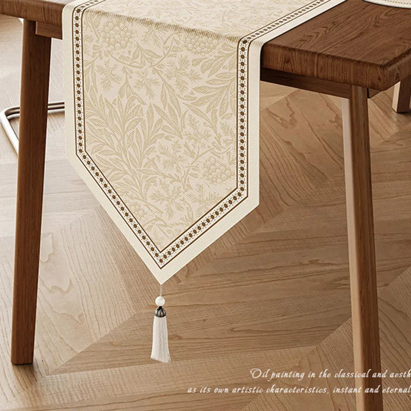Chemin de table vintage floral style campagne lin - vue 3 sur 4