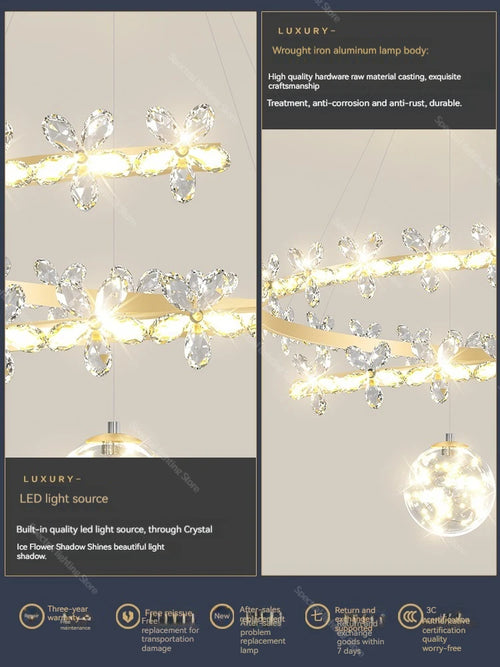 Nordic crystal pendant light modern minimalist creative - vue 10 sur 12