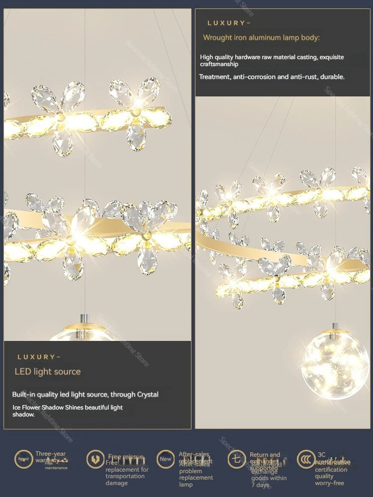 Nordic crystal pendant light modern minimalist creative - vue 10 sur 12