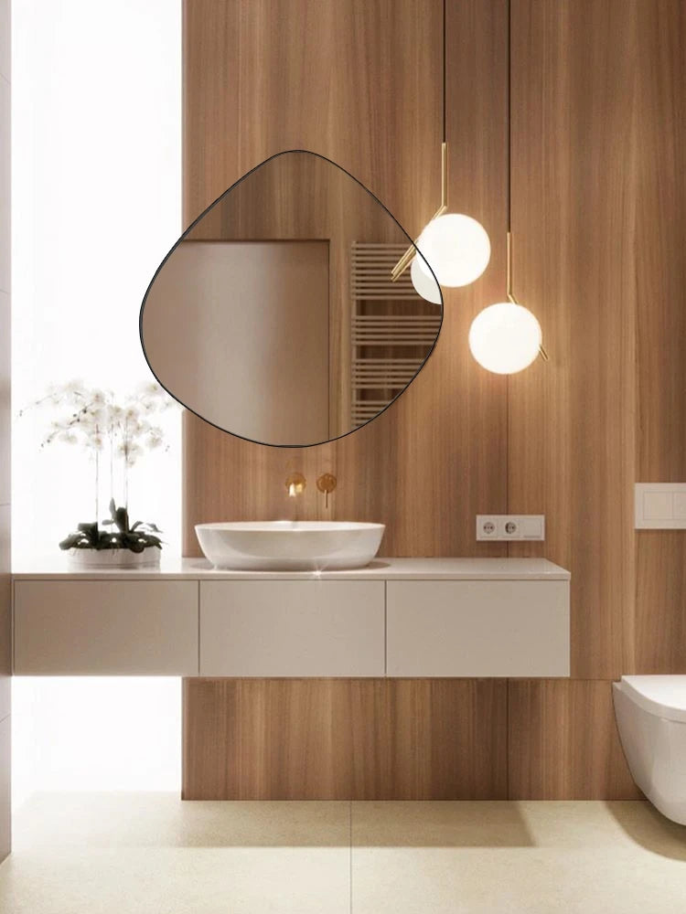 Bathroom mirror, makeup mirror, wall mounted irregular shaped bathroom, irregular water droplet mirror, entrance decoration, hou - vue 1 sur 11